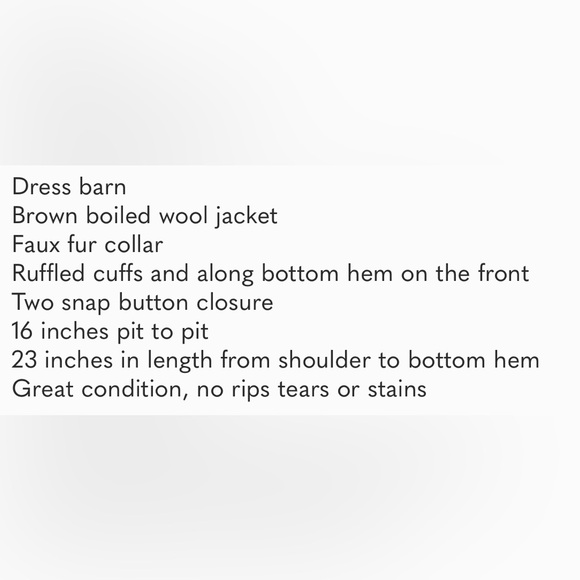 Dress barn boiled wool jacket with faux fur.  Sz sm - Picture 7 of 7